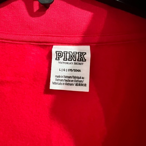NEW‎ NIP VS PINK Victoria Secret red half zip up crop crew sweatshirt L large - Picture 4 of 6